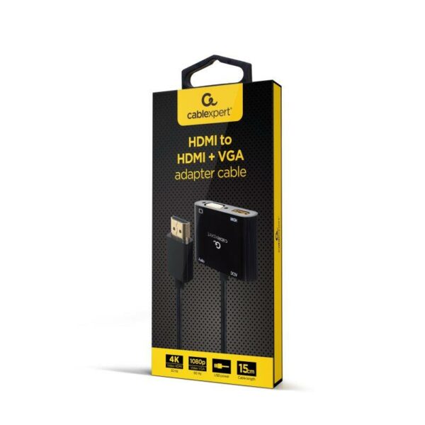 ADAPTADOR GEMBIRD HDMI/M A HDMI/H + VGA/H + CABLE AUDIO BLACK - Imagen 5