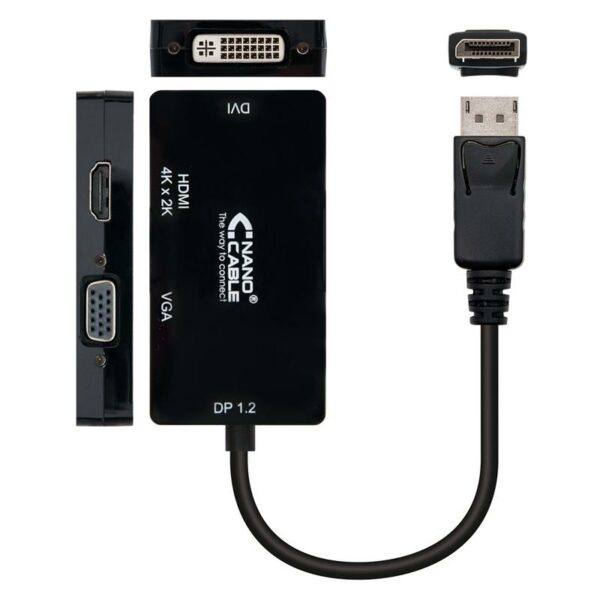 CABLE CONVERSOR DP A VGA+DVI+HDMI 3-1 15CM BLACK - Imagen 2