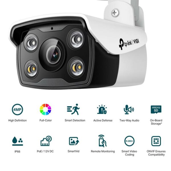 CAMARA IP TP-LINK VIGI BULLET EXTERIOR MICROSD 4MP 2.8MM IR 30M IP67 POE - Imagen 2