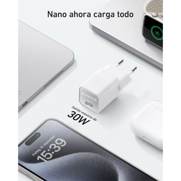 CARGADOR ANKER 511 NANO 3 30W 20V FAST CHARGE USB-C WHITE - Imagen 2