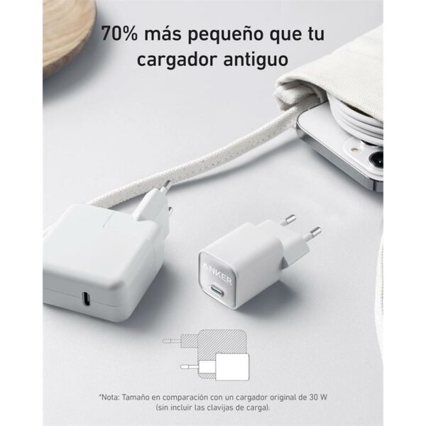 CARGADOR ANKER 511 NANO 3 30W 20V FAST CHARGE USB-C WHITE - Imagen 3