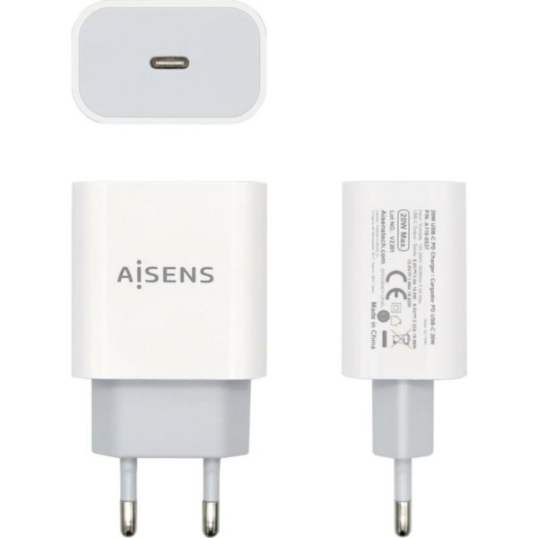 CARGADOR SMARTPHONE/TABLET AISENS A110-0537 USB-C 20W WHITE - Imagen 2