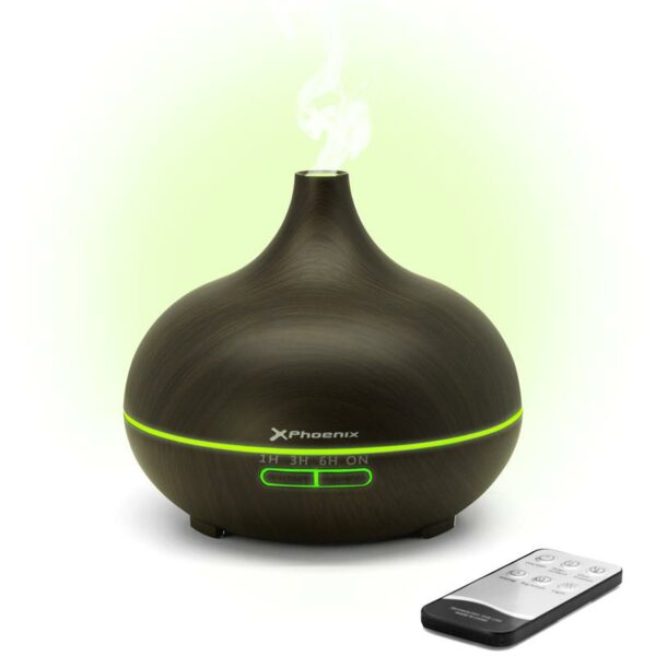 HUMIDIFICADOR DE AIRE PHOENIX 400ML LED 7 COLORES BLACK - Imagen 2