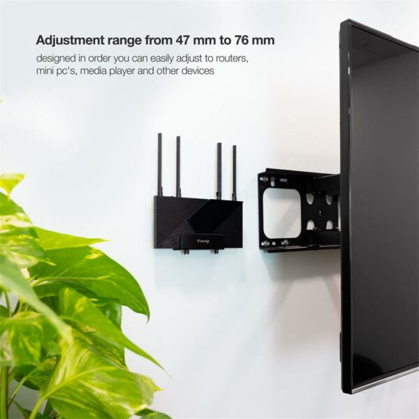 SOPORTE DE PARED UNIVERSAL TOOQ PARA ROUTER MINI PC MULTIMEDIA 5KG BLACK - Imagen 5