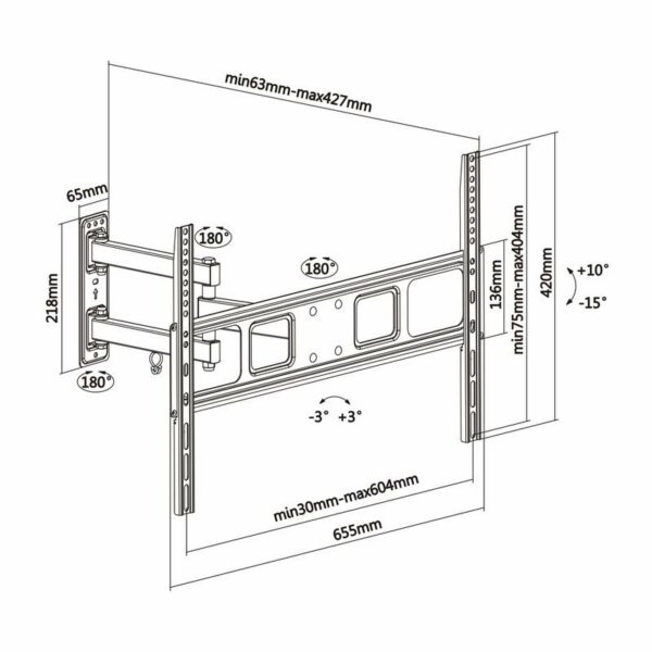 SOPORTE PARED TV MONITOR AISENS 37-70 35KG BLACK - Imagen 6