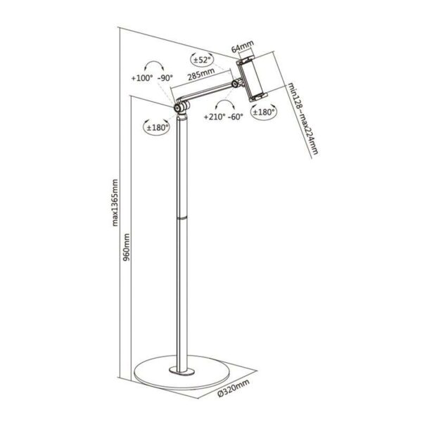 SOPORTE SUELO AISENS PARA TABLET 4.7-12.9 AJUSTABLE 2 PIVOTES BLACK - Imagen 4