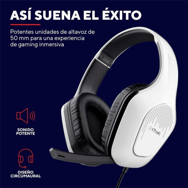 AURICULARES + MICROFONO TRUST GAMING GXT 415PS ZIROX MULTI HEADSET WHITE - Imagen 4