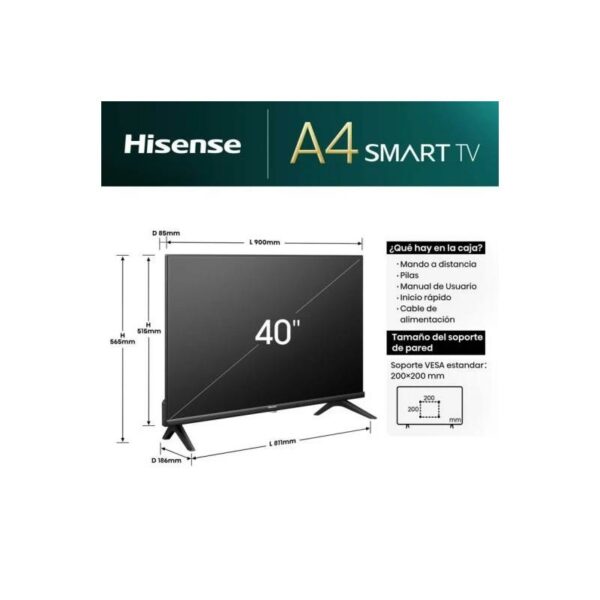 TELEVISOR HISENSE 40 LED FHD USB SMART TV VIDAA WIFI DOLBY AUDIO - Imagen 4