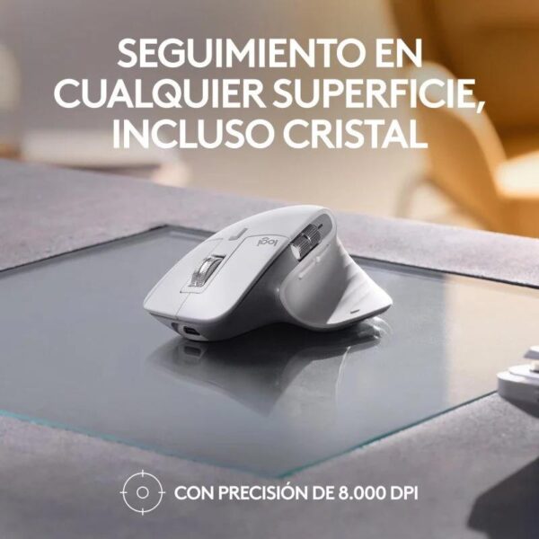 RATON LOGITECH MX MASTER 3S WIRELESS 8000DPI 7 BOTONES WHITE - Imagen 4