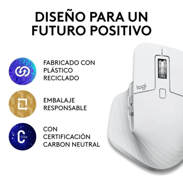 RATON LOGITECH MX MASTER 3S WIRELESS 8000DPI 7 BOTONES WHITE - Imagen 5