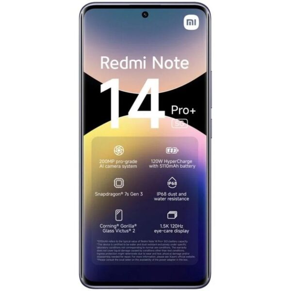 SMARTPHONE XIAOMI REDMI NOTE 14 PRO+ 6.67 8GB/256GB/200MP/NFC/5G PURPLE - Imagen 2