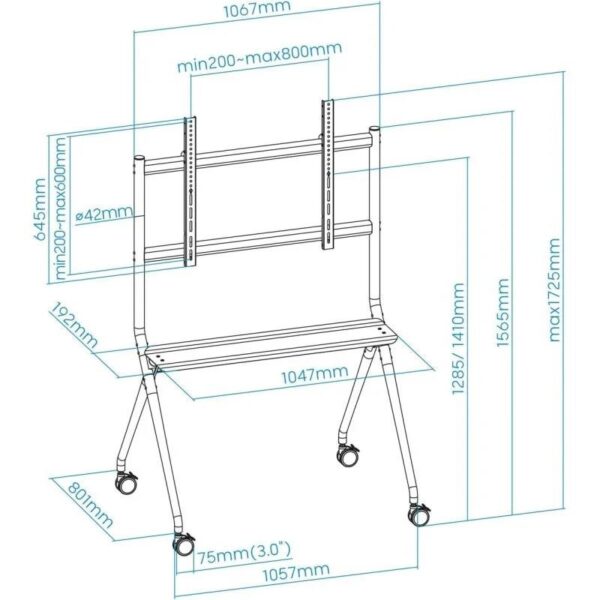 SOPORTE TV MONITOR TOOQ SUELO CON RUEDAS 50-86 120KG GREY - Imagen 4